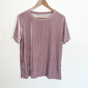 Old Navy Plum Tonic Velvet Short Sleeve Polyester Blend Top